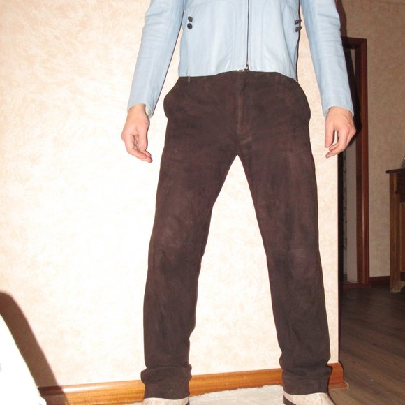 Polo Ralph Lauren Chocolate Brown Suede Pants Size 33 - Picture 4 of 13